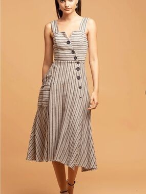 Eva Franco Striped Utility Midi Dress